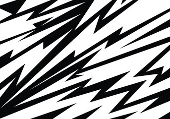 Abstract black and white background with spikes and zigzag line pattern and sharp cutting