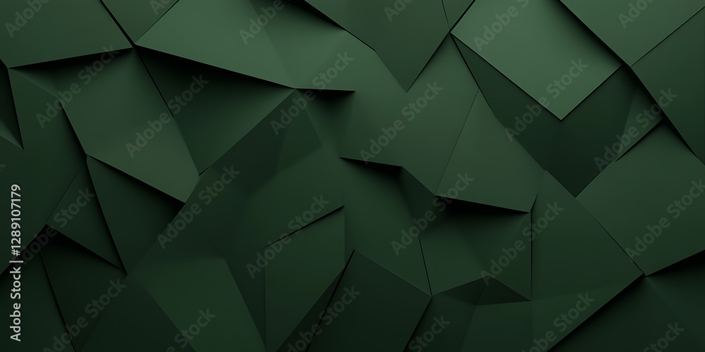 Aufkleber abstract geometric design with overlapping green polygonal shapes creating a modern and textured pat