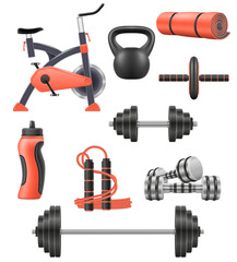 sports equipment for fitness stock cartoon vector illustration isolated on white background