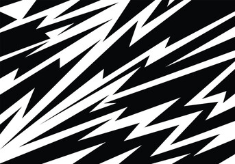 Abstract black and white background with spikes and zigzag line pattern and sharp cutting