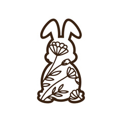Floral bunny Laser Cut Template for Cutting machine.
