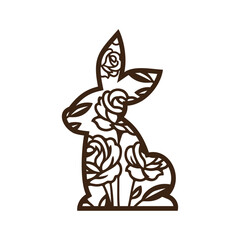 Floral bunny Laser Cut Template for Cutting machine.
