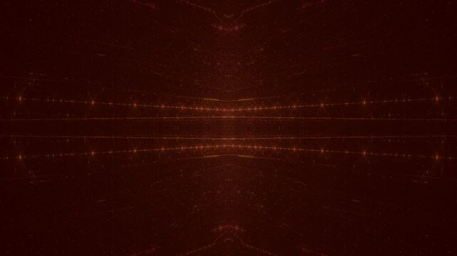 leuchtende Lichtpunkte bewegen sich langsam Richtung Zentrum, digitaler Datentransfer, Algorithmus, Internet, Energie, Datenfluss, Geschwindigkeit, Wandel, Austausch, braun, orange