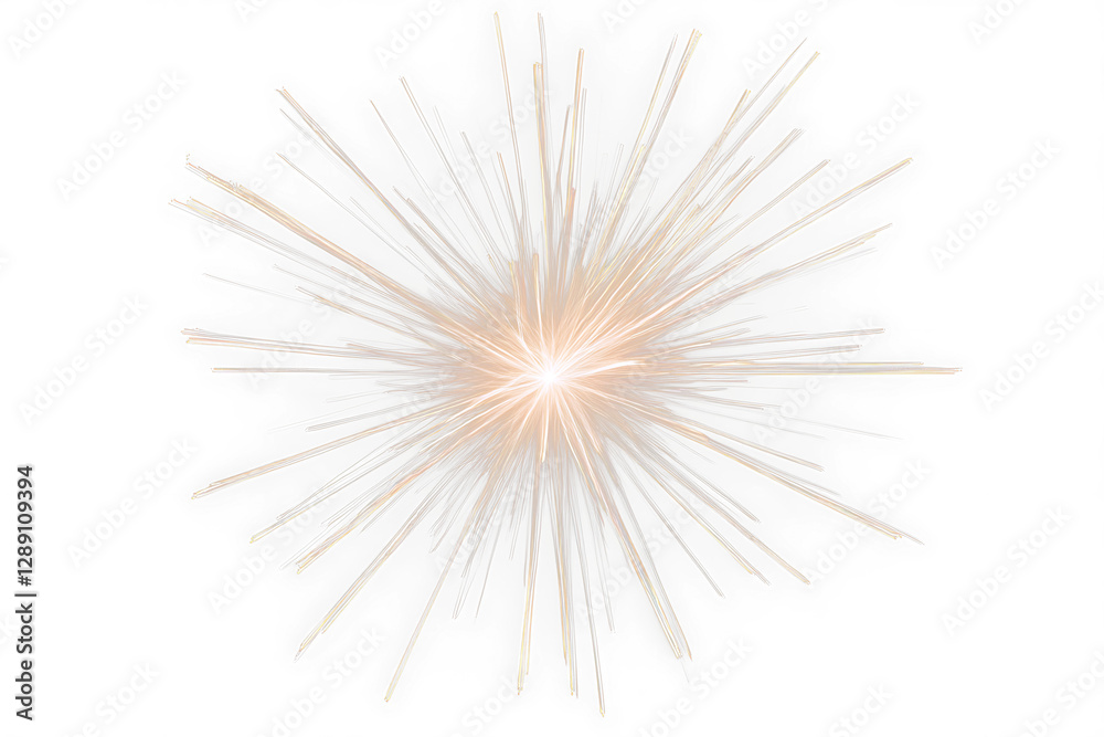 Poster golden firework burst explosion isolated on transparent background.