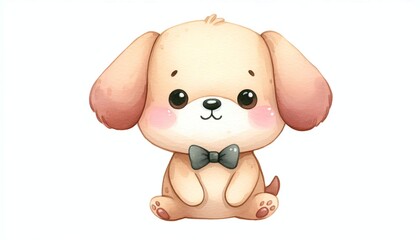 Obraz premium Minimalist watercolor illustration of Cute cartoon dog