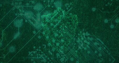 Image of digital data processing over shield