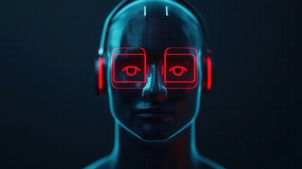 AIpowered facial recognition system verifying user identity, secure access control concept