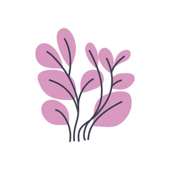 Cute illustration of plant with pink leaves. Perfect for creating minimalist plant designs