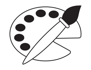 Logo of an artist's palette with a brush. Tool for artist and drawing. Flat style artist palette. EPS 10. Vector illustrations