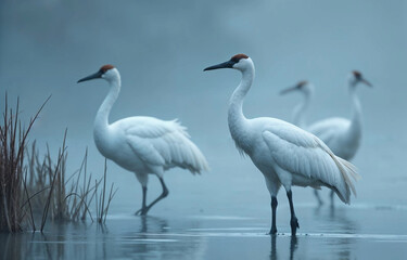 Obraz premium two cranes in the water