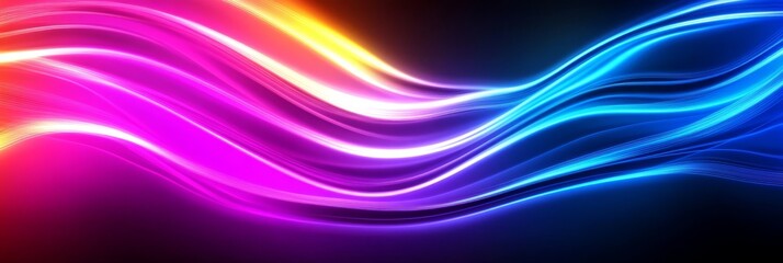 Vibrant Neon Wave Abstract - Abstract of flowing, colorful neon waves. Perfect for backgrounds or designs needing a dynamic, energetic feel