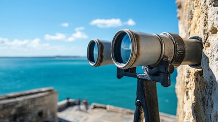 Tourist binoculars in Santa Maria di Leuca symbolizing travel and adventure