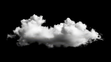Fluffy white cloud against a deep black background, creating a striking contrast and evoking a sense of tranquility.