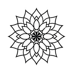 Obraz premium A black and white drawing of a mandala with a circle on it 