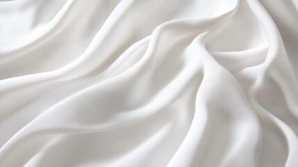 Fototapeta premium Gentle folds of smooth, white fabric creating a serene and elegant texture.