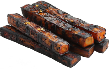 Close up of perfectly charred and seasoned grilled vegetable sticks ideal for food blogs restaurant menus and culinary websites