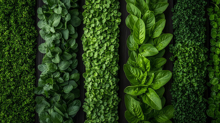 Lush rows of hydroponic plants, vibrant greenery, documentary photography. Eco-friendly farming.