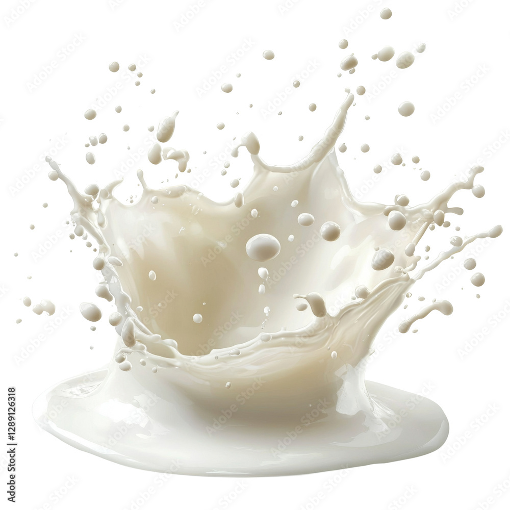 Aufkleber dynamic splash of milk with droplets flying, creating visually striking effect. Perfect for food and beverage themes