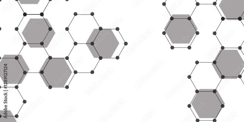 Aufkleber Abstract Schematic diagram of carbon nanotubes. white and grey hexagon technology geometric pattern concept. Hexagonal Modern technology design. Black Hexagonal Pattern Metallic background 