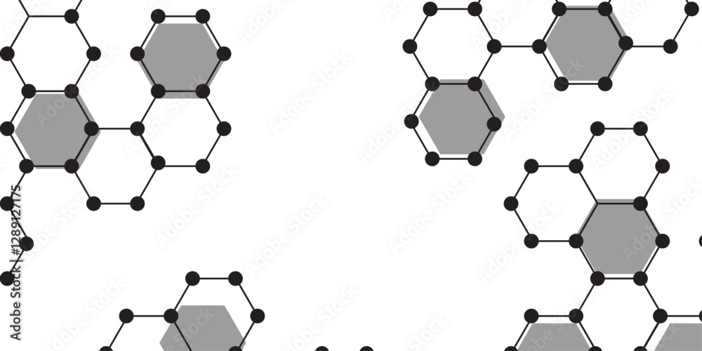 Leinwandbilder Abstract Schematic diagram of carbon nanotubes. white and grey hexagon technology geometric pattern concept. Hexagonal Modern technology design. Black Hexagonal Pattern Metallic background 