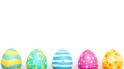 Fototapeta premium Light banner with Easter eggs at the bottom of the image and with space for text at the top