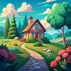 Fototapeta premium A Charming Cottage Garden Path