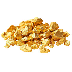 Golden nuggets scattered on transparency background, showcasing their shiny, metallic surface. rich texture and vibrant color evoke sense of luxury and wealth