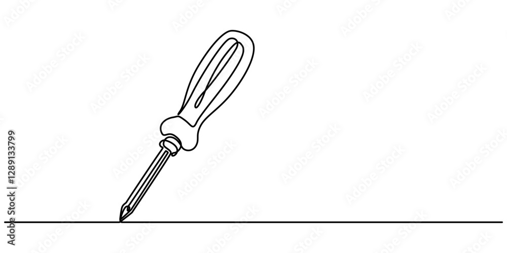 Poster vector continuous one editable line drawing of screwdriver. single line screwdriver icon, single lin