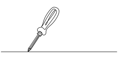 Vector continuous one editable line drawing of screwdriver. Single line screwdriver icon, Single line of screwdriver vector illustration, minimalist style concept pro white background. outline design.