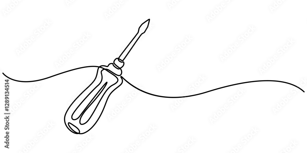 Poster Vector continuous one editable line drawing of screwdriver. Single line screwdriver icon, Single line of screwdriver vector illustration, minimalist style concept pro white background. outline design.