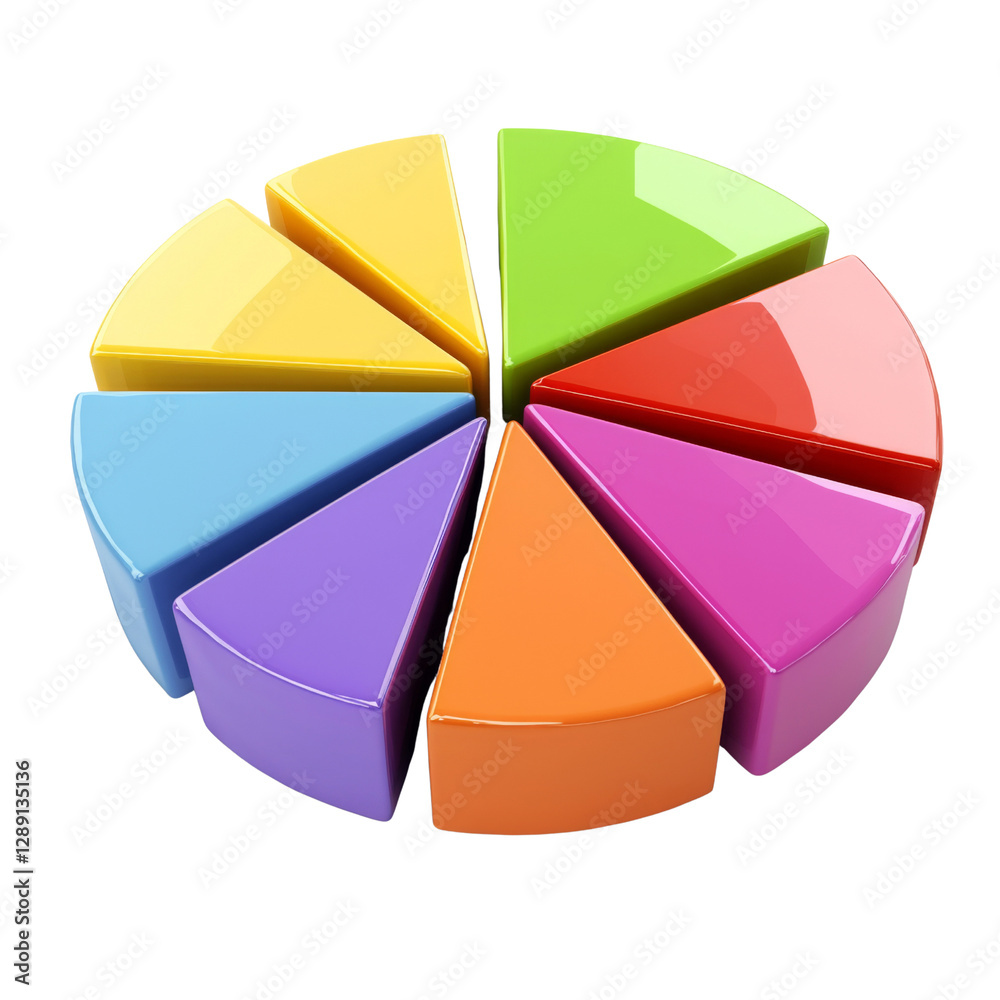 Aufkleber Colorful pie chart segments arranged in circular pattern, representing data visualization and analysis. vibrant colors create engaging and dynamic look