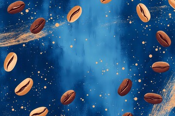 Aromatic roasted coffee beans forming a seamless pattern, capturing the essence of morning coffee rituals and cafe culture, vintage book illustration style