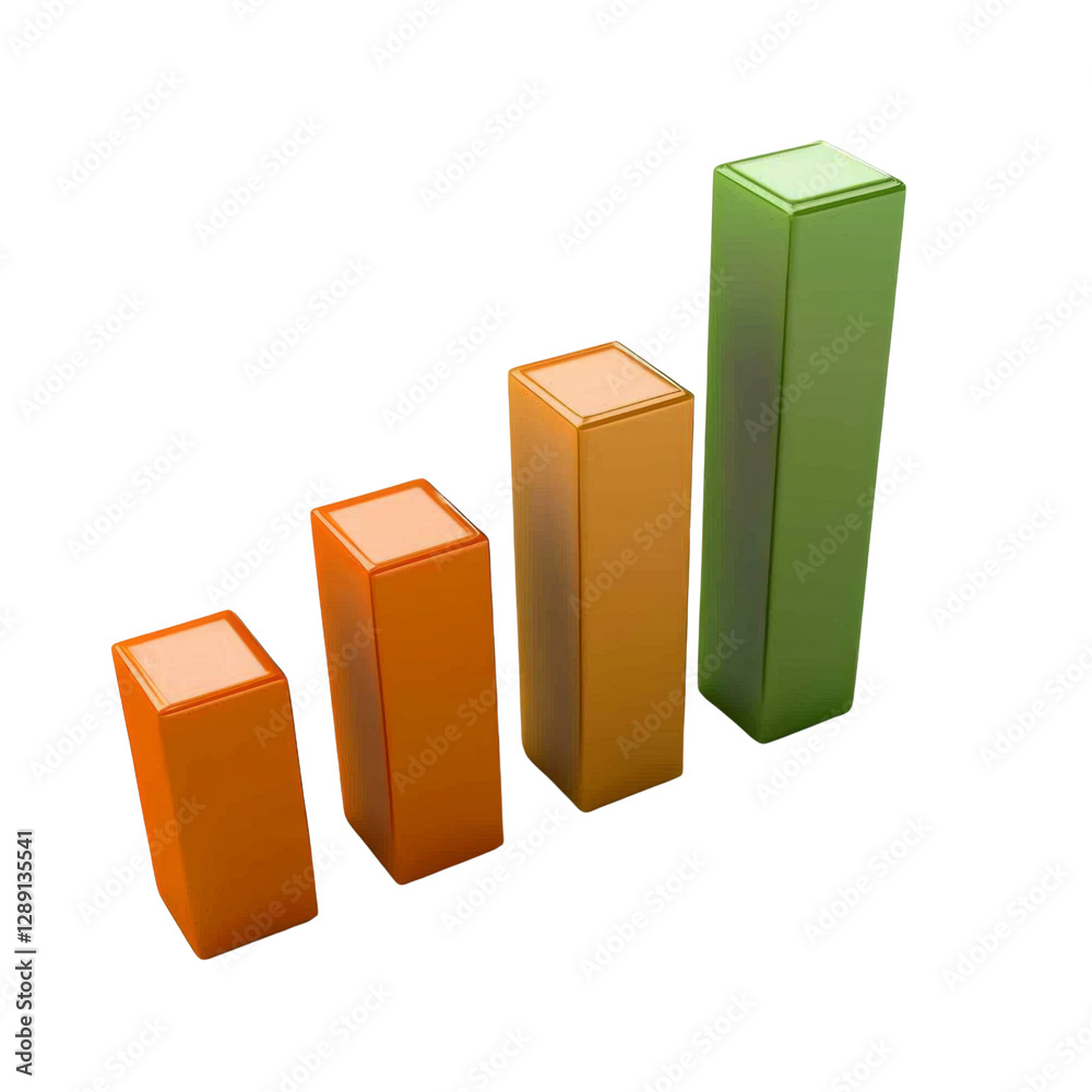 Leinwandbilder colorful bar graph representing growth and progress in data visualization. bars are orange and green