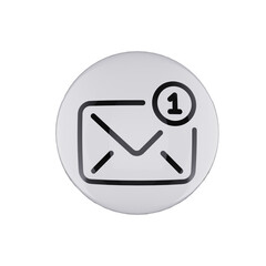 3d glossy black and white Message icon - transparent background