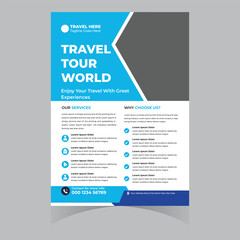 Travel and travel agency flyer banner poster brochure vector template design modern professional