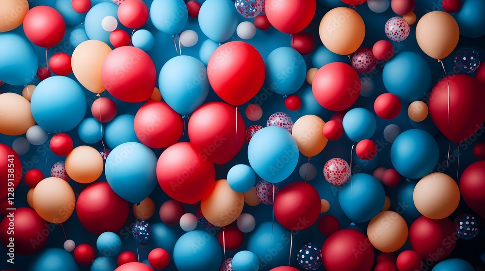 Poster vibrant multicolored abstract bubbles and balls floating in dreamlike kaleidoscopic pattern playful 