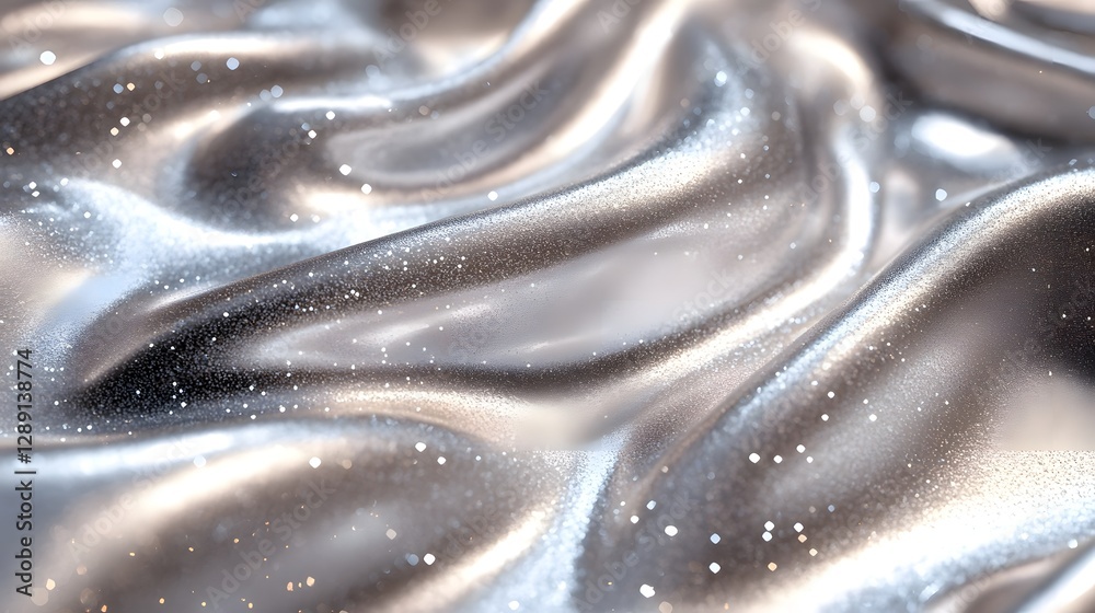 Poster captivating abstract background featuring a mesmerizing display of flowing silver metallic textures 