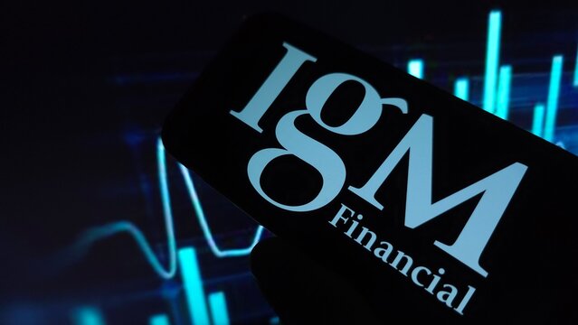 Konskie, Poland - February 22, 2025: IGM Financial Inc company logo displayed on mobile phone