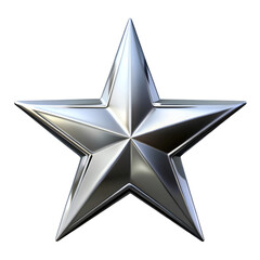 Obraz premium Sleek and silver shiny star isolated on transparent background