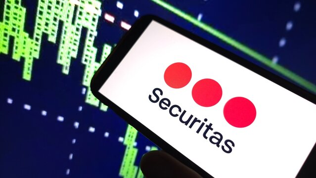 Konskie, Poland - February 22, 2025: Securitas AB company logo displayed on mobile phone