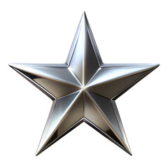 Sleek and silver shiny star isolated on transparent background