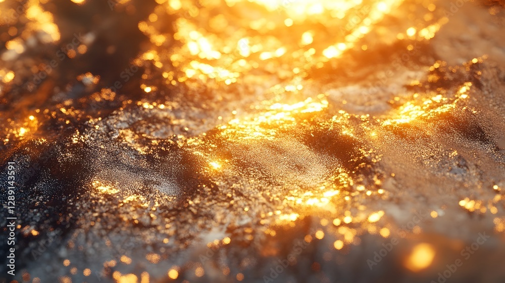 Poster mesmerizing golden glitter texture with shiny sparkling details creating an abstract luminous backgr