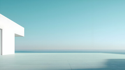 Fototapeta premium Modern Minimalist White House by the Ocean
