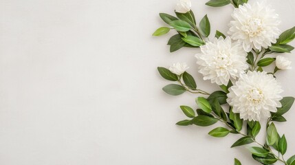 White flowers arranged on a light background
