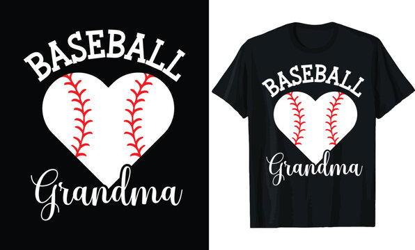Baseball Grandma Heart T-Shirt Design