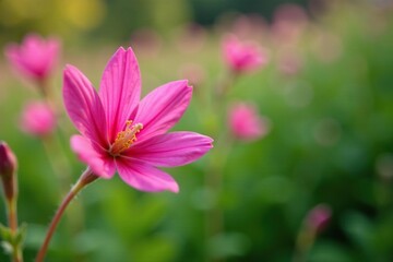 Fototapeta premium Pink flowering raceme of Clarkia bottae in springtime, nature, Transverse Ranges, raceme inflorescences