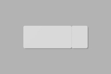 Blank ticket for mock up design or design presentation. 3d render illustration