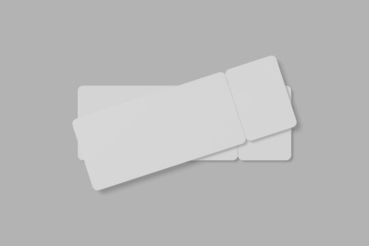 Blank ticket for mock up design or design presentation. 3d render illustration