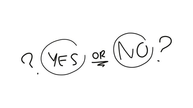 yes or no handwritten on white background video