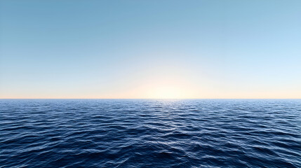Obraz premium Serene Ocean Sunset: Calm Blue Water and Clear Sky